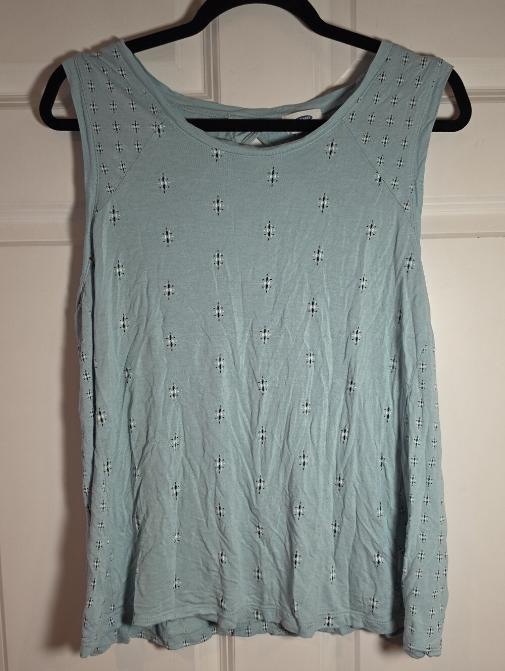 Old Navy Light Blue Patterned Sleeveless Top Open Back Detail XL